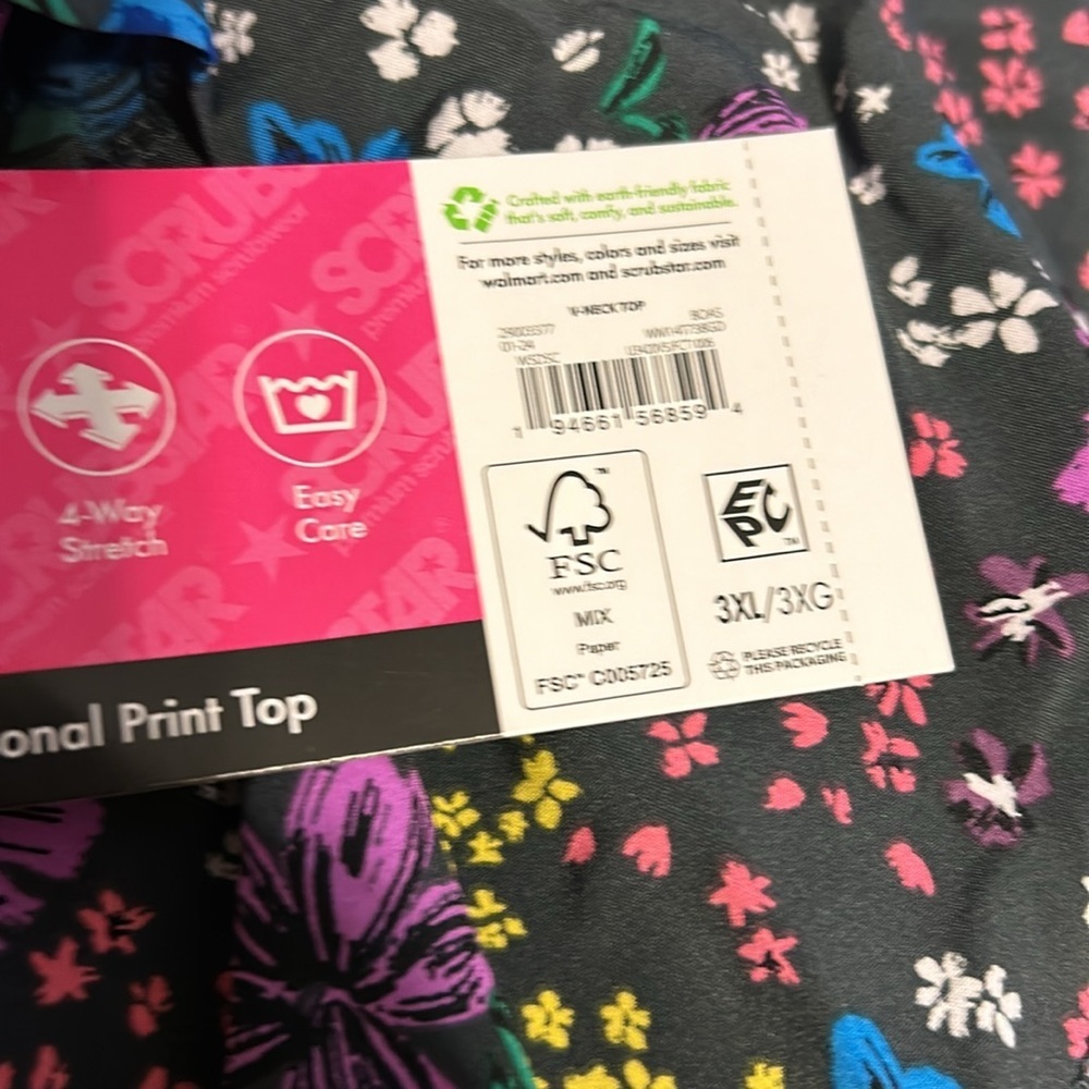 NEW Scrubstar Size 3XL Women's Flower Blooming Petals V-Neck Scrub Top - Picture 6 of 6